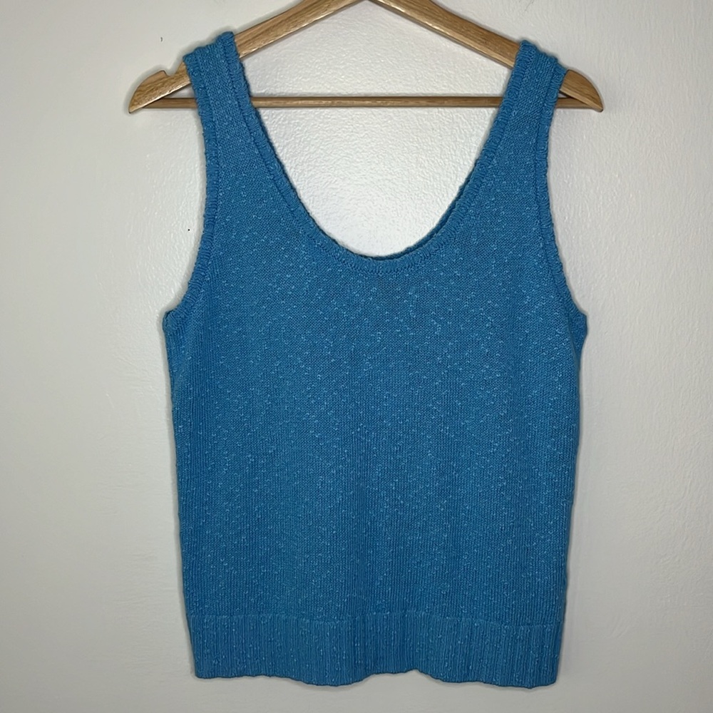 LOFT Scoop Neck Knit Tank Top in Blue size small NWT - Picture 7 of 7